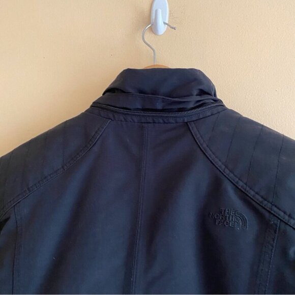 North Face Coat Woman Large Black Hyvent Down Filled Adjustable Pockets NO HOOD - Picture 9 of 16